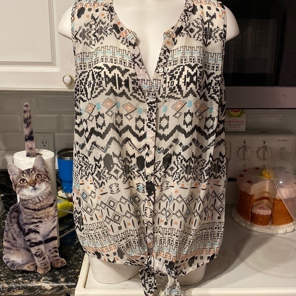 g womens Daniel Rainn casual sleeveless button up plus size shirt 1X - Picture 1 of 3